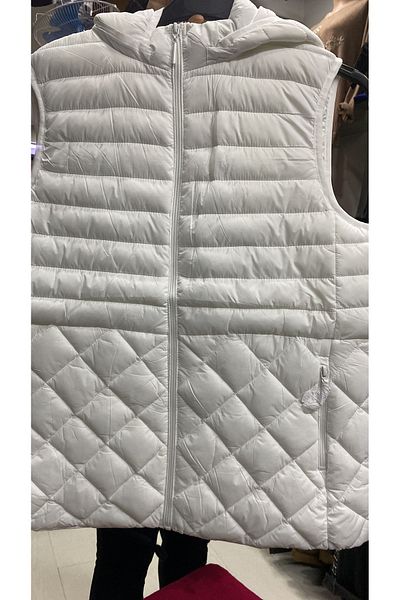 Butik Ayseba Women's Plus Size Hooded Quilted White Vest
