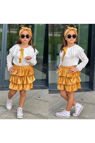 RAPAPA Girl's Flounce Top Lace Embroidered Ruffle Skirt Suit 2909