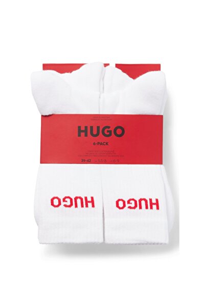 HUGO Altılı pakette logo detaylı yarım konç çorap