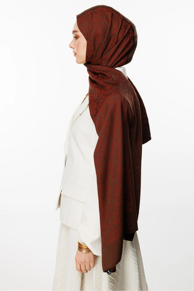 Mooncorn Nora Pattern Double-Sided Shawl Bitter Coffee-Brown