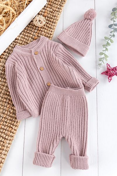 Babymod Unisex Knitwear Winter Baby Set with Beret Hat