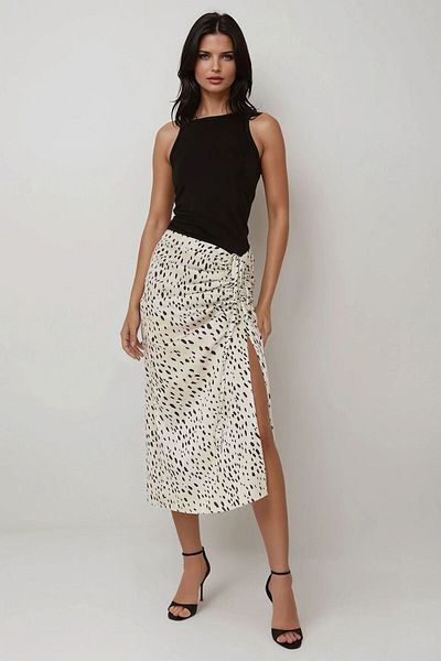 Hiccup Fusta midi bodycon cu fante din satin