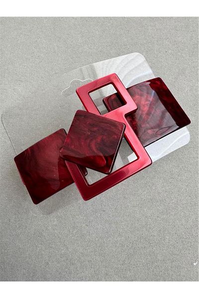 Pelin Aksesuar Burgundy Geometric Automatic Buckle
