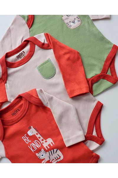 Necix's Cotton Comfortable Cute Design Animal Pattern Long Sleeve Newborn Baby Girl Boy Bodysuit