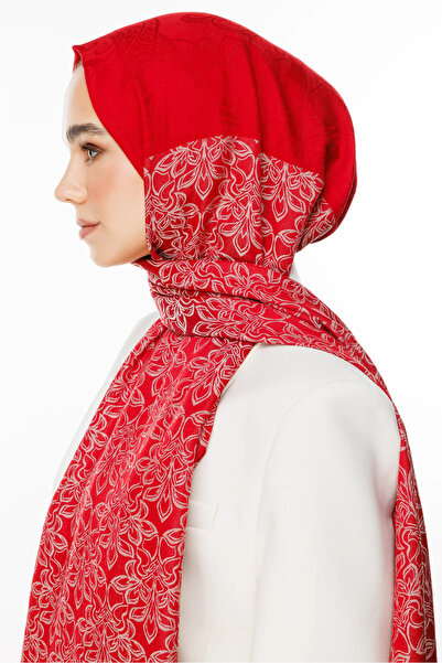 Mooncorn Σάλι Nora Pattern διπλής όψης Claret Red-Mint Green