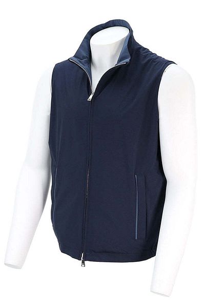PAUL&SHARK Men's Double-Sided Wind-Resistant Waterproof Stand-Up Collar Sleeveless Navy Blue Vest 25412614 -013