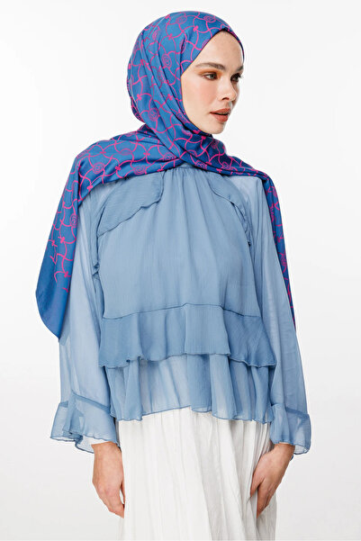 Mooncorn Σάλι διπλής όψης Marrakech Pattern Petrol Blue-Fuchsia