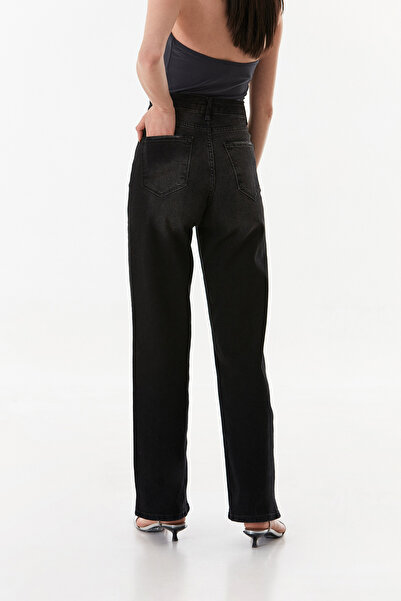 Fulla Moda Yüksek Bel Fermuarlı Palazzo Jean