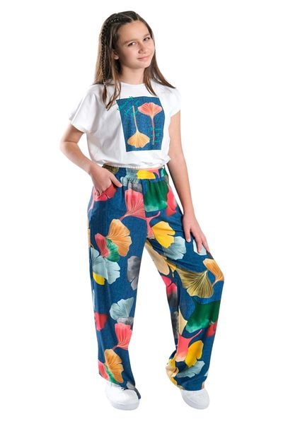 wakawakakidsstore Girl's Front Printed Crew Neck Suit