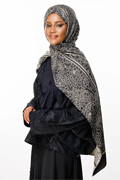 Mooncorn Lavin Desen Двосторонній шарф Чорно-бежевий