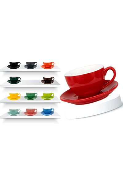 MIBRU Coffee ceramic cup with plate 200ml red