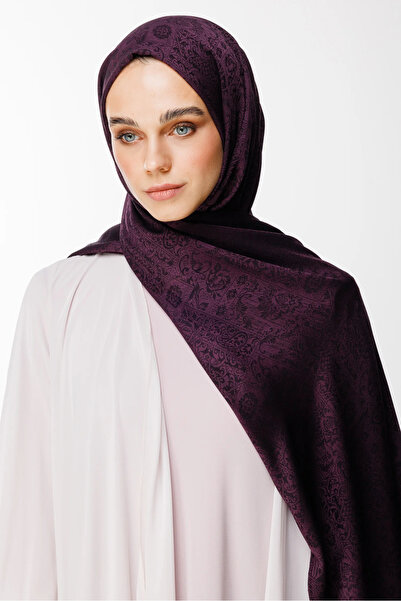 Mooncorn Σάλι διπλής όψης με μοτίβο χέννας μωβ-μαύρο