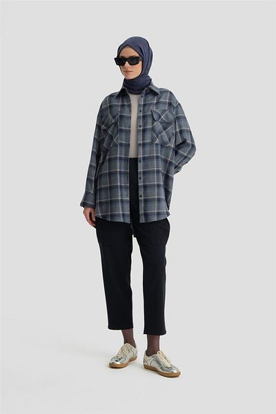 Armine Cămașă Lumberjack cu buzunar cu clapă Ort3637 Indigo