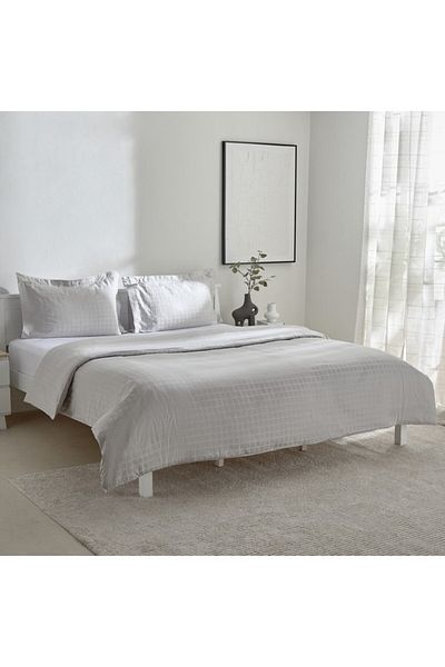 Home Box Opulent Luxe 3-Piece Cotton Solid Dobby Super King Duvet Cover Set - 220x240 cm