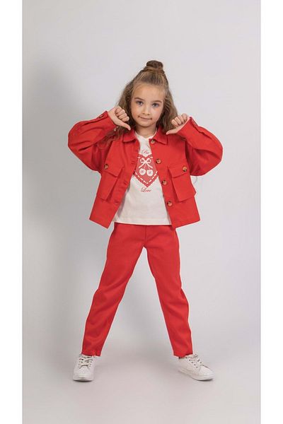 wakawakakidsstore 3-Piece Girl's Suit with T-Shirt Jacket Pants