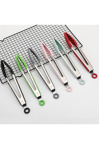 Choice Black Silicone Food Tongs, Silicone Food Covers, Nylon Food Tongs, 9-inch Bbq Tongs, Bread Tongs, He