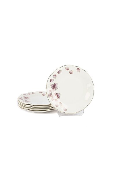 esdekor Plum 6lı Beyaz Pasta Tabağı 21cm