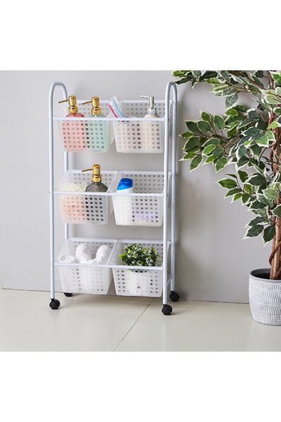 Home Box Aspen Rolling Storage Cart with 6-Baskets