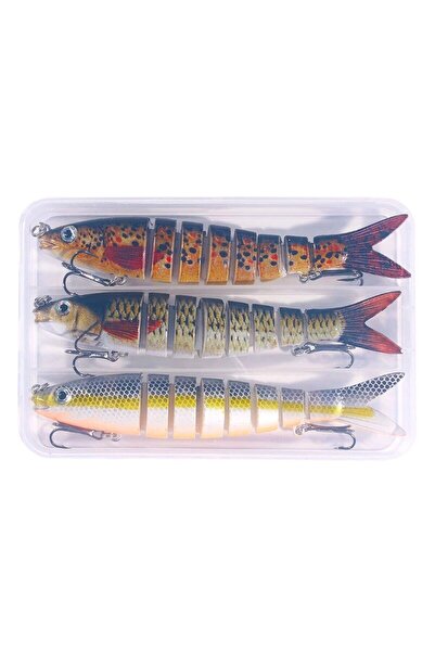 JSFUN مجموعة B مكونة من 3 قطع/صندوق طُعم صيد متعدد المفاصل بطول 13.5 سم/19 جر...