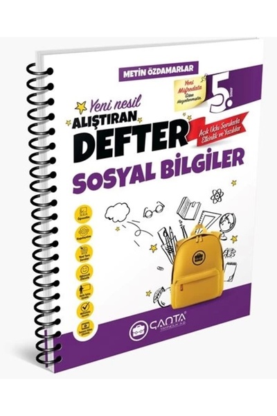 Çanta Yayınları 5. Sınıf Sosyal Bilgiler Okula Yardımcı Alıştıran Defter / Ça...