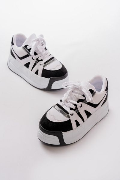 SEEM & BE Pantofi de damă Dora cu talpă înaltă, alb, negru - pantofi sport