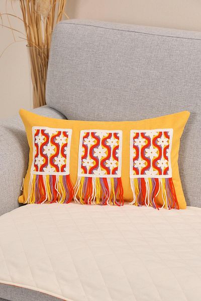 Aisha's Design Colorful Fringed and Motif Throw Pillow Cover 50X30Cm,K-447