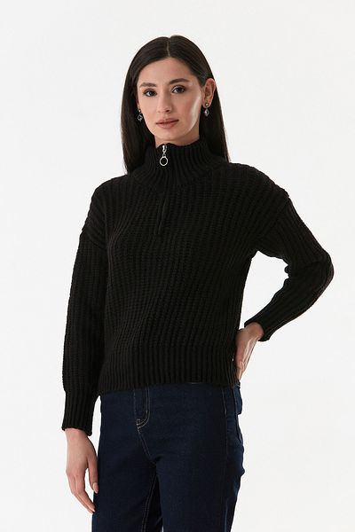 Fulla Moda Pulover de tricotaj cu jumătate de fermoar