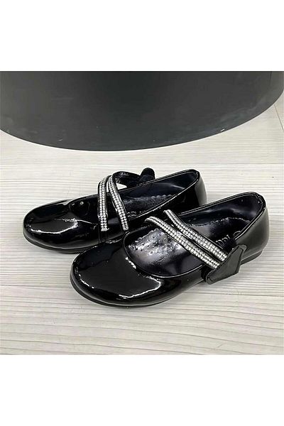jadeer Balerini negri cu velcro Eylül pentru fete - două dungi, 31-36 Ç125S