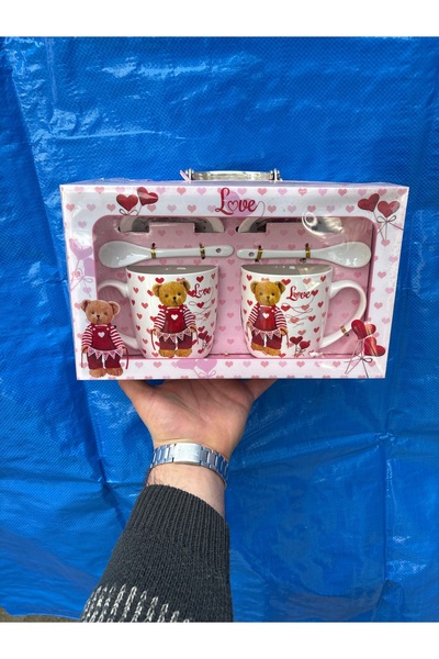 melita 2 li kupa bardak love kalpli sevimli ayıcık çantalı