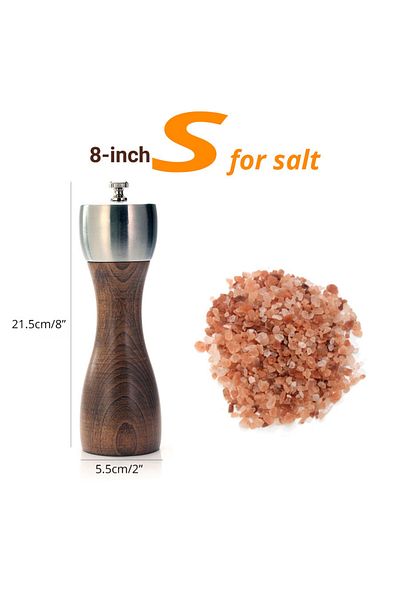 Choice 8 inch for salt Leeseph Premium Beech Pepper Mill, Salt and Pepper Grinder - Precision Carbon Steel