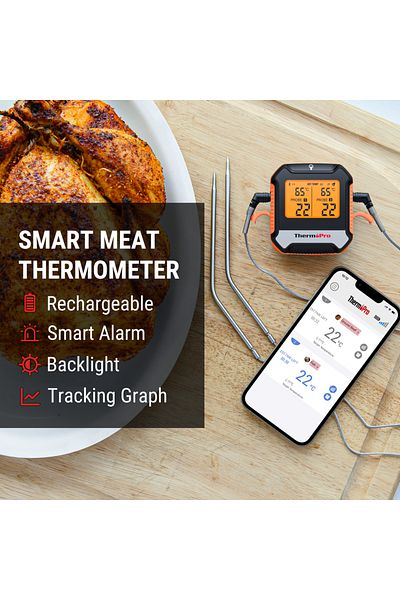 Choice Thermopro Tp904 Bluetooth-connected App Wireless 135m Dual Probes Digital Meat Thermometer, Kitch...