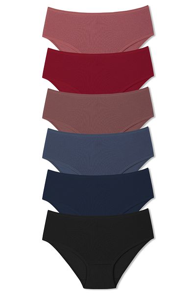 HNX 6 Pack Cotton Ribbed High Waist Plus Size Women's Panties