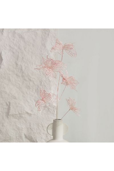 Home Box Liara Plastic Butterfly Floral Stick with 5 Heads 60 cm