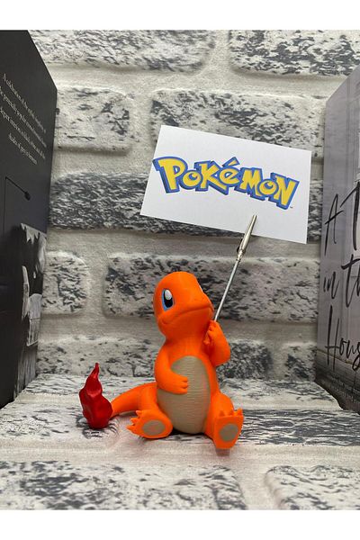 Megart Note & Photo Holder with Charmander Pokemon Figure - Decorative Organizer for Office & Study Desks