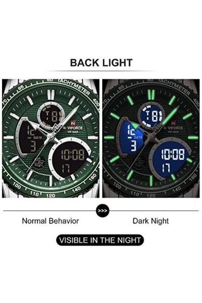 Naviforce Luxury Stainless Steel Watch – Analog-Digital, Waterproof, Sports, Multifunction