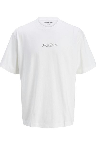 Jack & Jones Ανδρικό λευκό μπλουζάκι Chrome Silver Print ( 12273211 -BW)