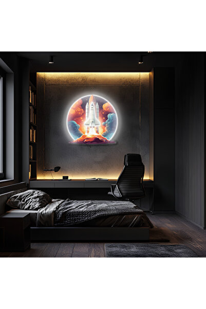 Uzay Mekiği Pleksiglas Neon Sanatı, Uv Baskı Neon Tabela, Neon Işık Tabelası, Neon Duvar Sanatı,UV11