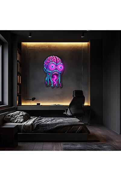 Kafatası Pleksiglas Neon Sanatı, Uv Baskı Neon Tabela, Neon Işık Tabelası, Neon Duvar Sanatı,UV08