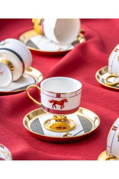 şirineşyalarım طقم فناجين قهوة تركية من البورسلين من دولي 6 أشخاص