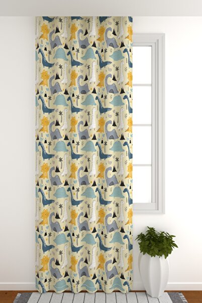 ZÜPER TEKSTİL Güneşlik Perde Çocuk Odası Dinazor Desenli Çocuk Odası Odası Fo...