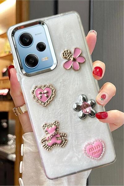 3GEN CASE Xiaomi Redmi Note 12 Pro 5G Uyumlu 3D Taş Kurdele Kelebek Kalp Glit...