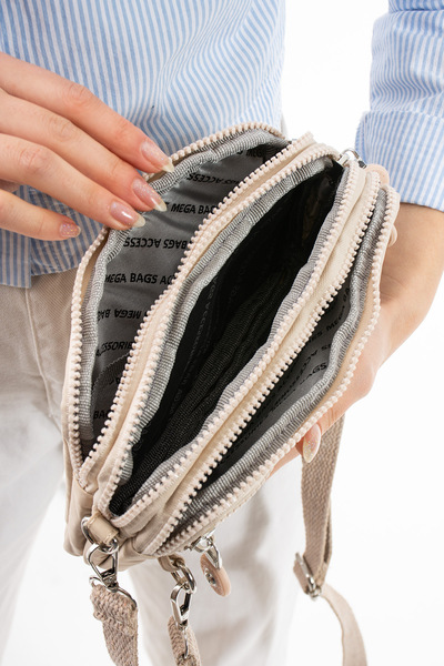 Çanta Trend Mega Bag Clinker Fabric 4 Compartment Neck Strap Women's Shoulder...