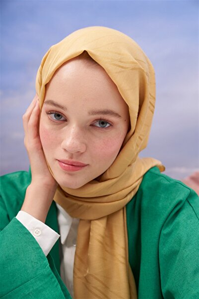 carell Șal de mătase italiană jacquard simetric muștar