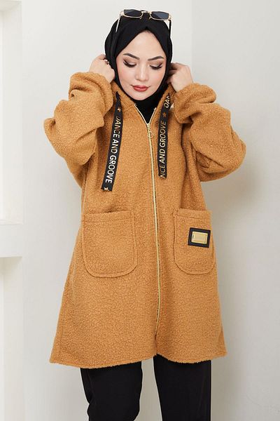 hafsamina Oversize Boucle Coat Camel Hm2657 Shoes
