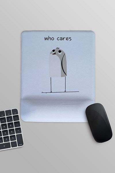 qoeuyl boutique Who Cares Fun Funny Printed Rectangular Wrist Support Mousepad