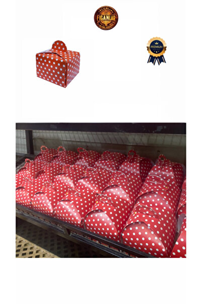 figanlar ambalaj Kırmızı Puantiyeli Tek Kişilik Yaş Pasta Kutusu 11x11 Cm 10 ...