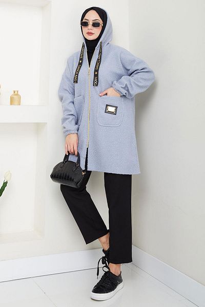 hafsamina Παλτό Oversize Boucle Γκρι HM2657