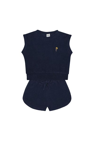 Antebies Navy Blue Towel Shorts Set