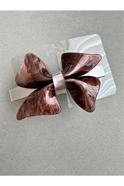 Pelin Aksesuar Бежево-коричнева автоматична шпилька з бантиком