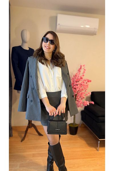 Fidan Women's Skirt Jacket Suit Gray Skirt39Cm Jacket76Cm(Take Your Own Size)